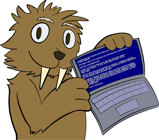 Walrus holding a laptop